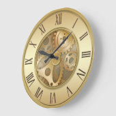 ヴィンテージの金ローマ数字の円形の柱時計 ラージ壁時計 (傾斜)