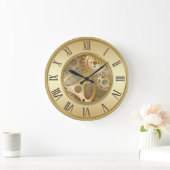 ヴィンテージの金ローマ数字の円形の柱時計 ラージ壁時計 (ホーム)
