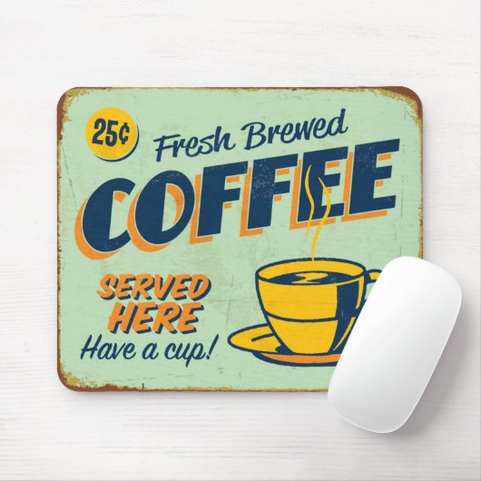 ヴィンテージの金属の印-新しい醸造されたコーヒー マウスパッド (マウス)