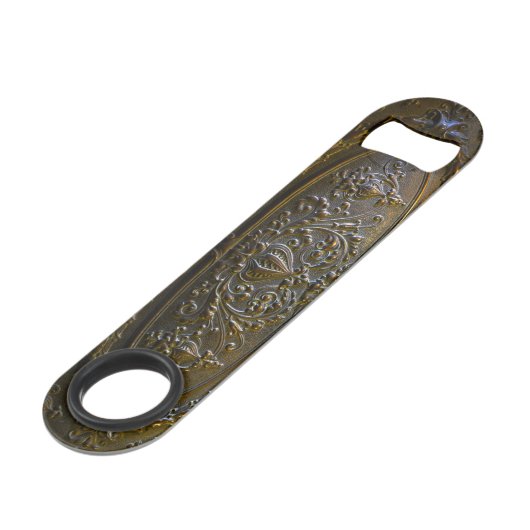 ヴィンテージの金属の装飾のエレガントな花の古い彫刻します スピード栓抜き (正面アングル)