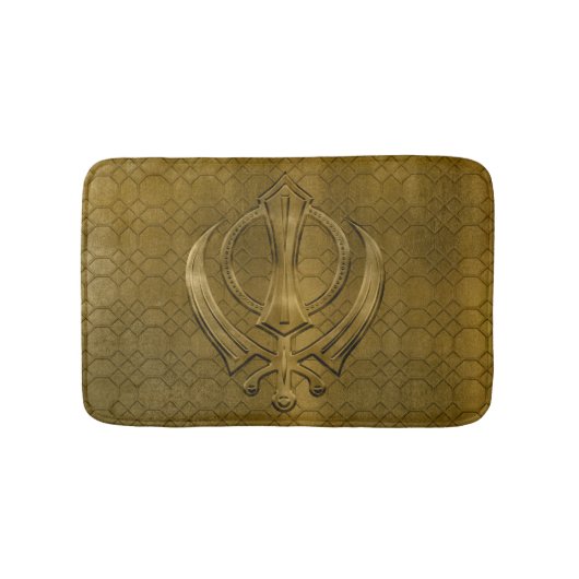 ヴィンテージの金属の金ゴールドのKhandaの記号 バスマット (正面)