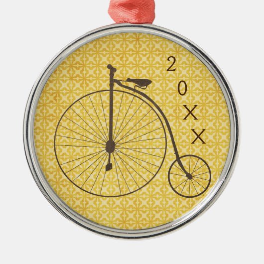 ヴィンテージの金属高い車輪のアンティークの自転車 メタルオーナメント (正面)