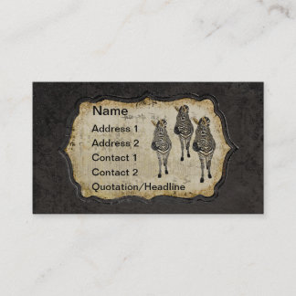ヴィンテージの金白いシマウマの名刺かラベル 名刺