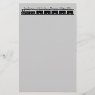 ヴィンテージの鉄道列車RRエンジンの有蓋貨車の文房具 便箋