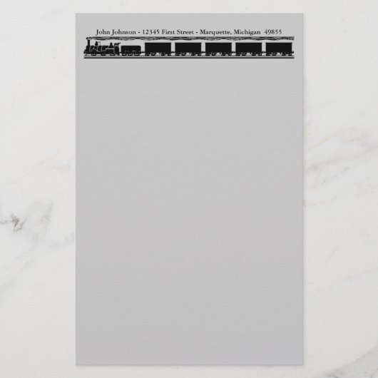 ヴィンテージの鉄道列車RRエンジンの有蓋貨車の文房具 便箋 (正面)