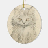 ヴィンテージの鉛筆のスケッチ猫のポートレートのオーナメント セラミックオーナメント (左)