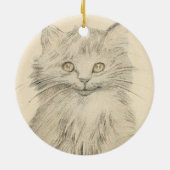 ヴィンテージの鉛筆のスケッチ猫のポートレートのオーナメント セラミックオーナメント (裏面)