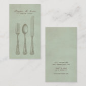 ヴィンテージの銀器のカッコいいのフォークのスプーンのナイフのシンプル 名刺 (正面/裏面)