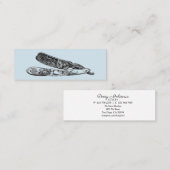 ヴィンテージの銀製かみそり スキニー名刺 (正面/裏面)