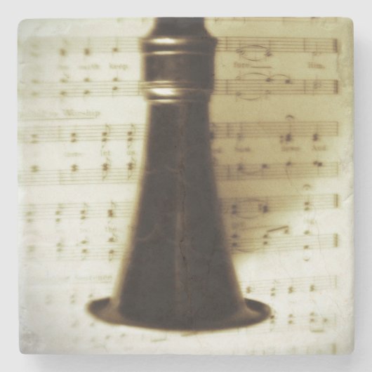 ヴィンテージの銀製のクラリネット ストーンコースター (正面)