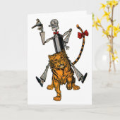 ヴィンテージの錫の人とライオンのカード カード (黄色い花)