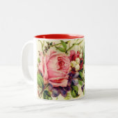 ヴィンテージの開花のマグ ツートーンマグカップ (正面左)