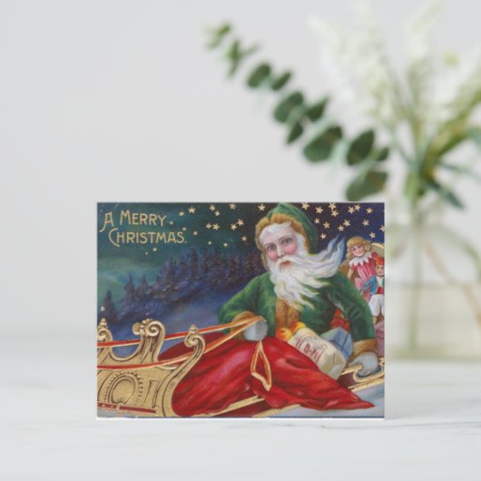 ヴィンテージの陽気なクリスマスデザイン シーズンポストカード (スタンド正面)