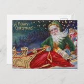 ヴィンテージの陽気なクリスマスデザイン シーズンポストカード (正面/裏面)