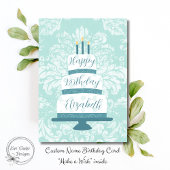 ヴィンテージの階層型お誕生日ケーキと名前をカスタムする カード