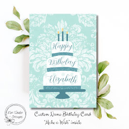 ヴィンテージの階層型お誕生日ケーキと名前をカスタムする カード