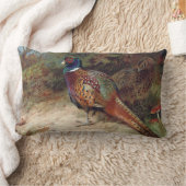 ヴィンテージの雄鶏と雌雄雉 ランバークッション (ブランケット)