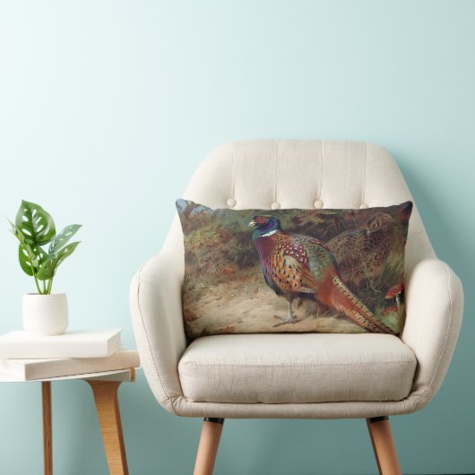ヴィンテージの雄鶏と雌雄雉 ランバークッション (椅子)