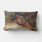 ヴィンテージの雄鶏と雌雄雉 ランバークッション (正面)