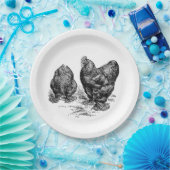 ヴィンテージの雄鶏と雌鶏のプレート ペーパープレート (パーティー)