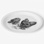 ヴィンテージの雄鶏と雌鶏のプレート ペーパープレート (アングル)