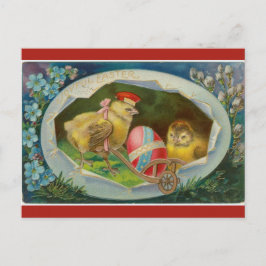 ヴィンテージの雛がイースター卵を届ける ポストカード