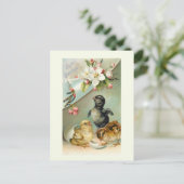 ヴィンテージの雛、イースターエッグ、野生のバラ ポストカード (スタンド正面)