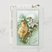 ヴィンテージの雛、復活祭の卵と谷のユリ シーズンポストカード (正面/裏面)