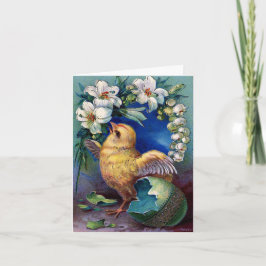 ヴィンテージの雛、復活祭の卵、ユリ シーズンカード