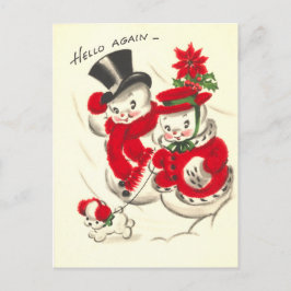 ヴィンテージの雪だるまおよびSnowwomanの郵便はがき シーズンポストカード