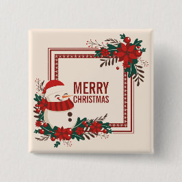 ヴィンテージの雪だるまのクリスマスの休日| Pinボタン 缶バッジ