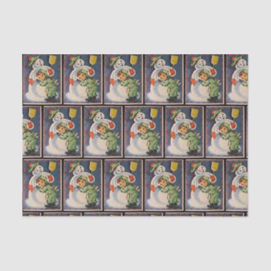 ヴィンテージの雪だるまの子供のパーティーのティッシュ 薄葉紙 (正面)