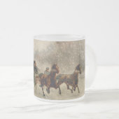 ヴィンテージの雪のそりの競争 フロストグラスマグカップ (正面右)