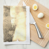 ヴィンテージの雪の上の冬の風景のパーチメント キッチンタオル (四つ折り)