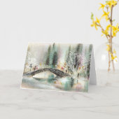 ヴィンテージの雪の公園 カード (黄色い花)