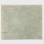 ヴィンテージの雪片の素朴な冬のティール（緑がかった色）ブルークリーム ラッピングペーパー (フラット)