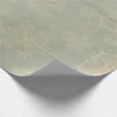 ヴィンテージの雪片の素朴な冬のティール（緑がかった色）ブルークリーム ラッピングペーパー (角)