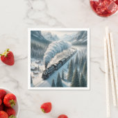 ヴィンテージの雪谷の蒸気機関車 スタンダードカクテルナプキン (インサイチュ)