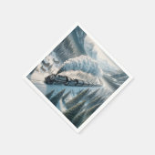 ヴィンテージの雪谷の蒸気機関車 スタンダードカクテルナプキン (角)