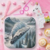 ヴィンテージの雪谷の蒸気機関車 ペーパープレート (パーティー)