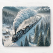 ヴィンテージの雪谷の蒸気機関車 マウスパッド (正面)