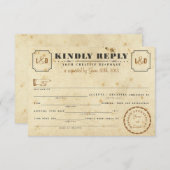 ヴィンテージの電報の解放の応答カード 出欠カード (正面/裏面)