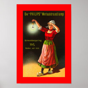 ヴィンテージの電気のオランダのフィリップス1910のオランダの女の子 ポスター