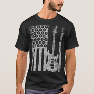 ヴィンテージの電気ベースギター米国の米国旗 Tシャツ
