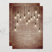 ヴィンテージの電球 レンガの壁の背景 パーティーのお知らせ 招待状 (正面/裏面)