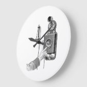 ヴィンテージの電話イラストレーションの電話レトロの電話 ラージ壁時計 (傾斜)