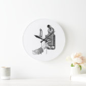 ヴィンテージの電話イラストレーションの電話レトロの電話 ラージ壁時計 (ホーム)