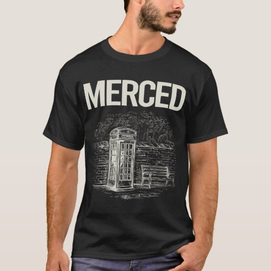 ヴィンテージの電話ボックス メルセド Tシャツ (正面)