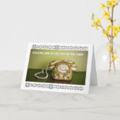 ヴィンテージの電話-メールや文字を打つ カード (黄色い花)