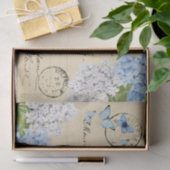 ヴィンテージの青いアジサイのパリの郵便はがきのティッシュペーパー 薄葉紙 (ギフト)